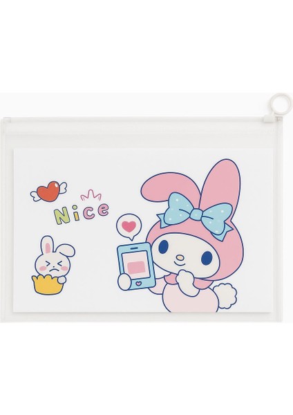 My Melody Desenli Şeffaf Fermuarlı Dosya – Evrak ve Defter Koruma Çantası