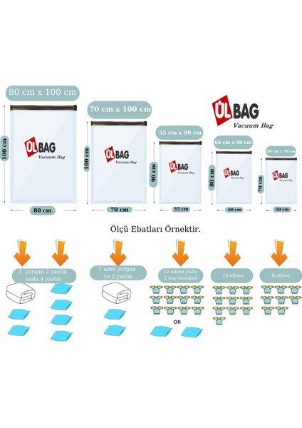 Şeffaf Vakumlu Poşet Seti 6'lı, Saklama Kolaylığı ve Düzen Sağlar fiyatları
