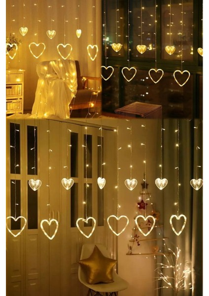 Asılabilir Sarkım Ledli Kalpli Modlu Dekoratif Ev Oda Bahçe Aydınlatma Sarkıtma Ledi