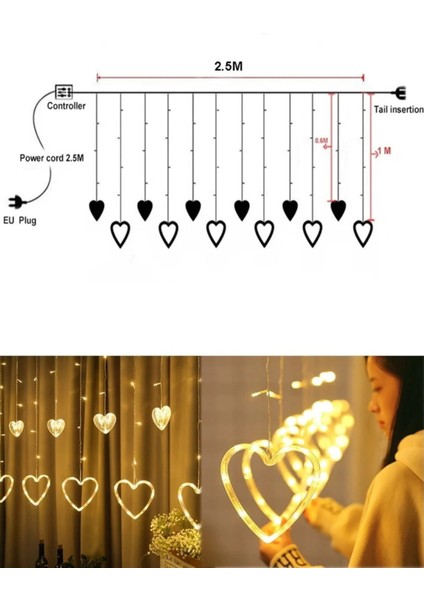 Asılabilir Sarkım Ledli Kalpli Modlu Dekoratif Ev Oda Bahçe Aydınlatma Sarkıtma Ledi fırsatları