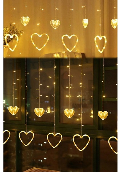 Asılabilir Sarkım Ledli Kalpli Modlu Dekoratif Ev Oda Bahçe Aydınlatma Sarkıtma Ledi