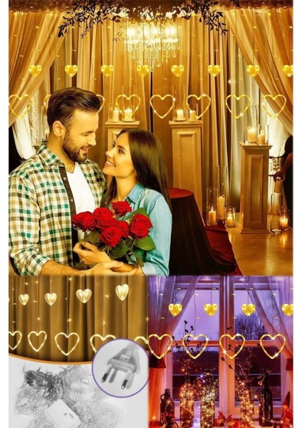 Asılabilir Sarkım Ledli Kalpli Modlu Dekoratif Ev Oda Bahçe Aydınlatma Sarkıtma Ledi