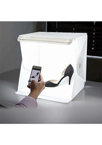 Profesyonel 40X40 cm LED Işıklı Ürün Fotoğraf Çekim Çadırı 2 Renk Perde