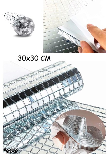 Kare Silver Cam Mozaik Fayans Çıkartmaları El Işi Kare Kendinden Yapışkanlı 30X30 cm