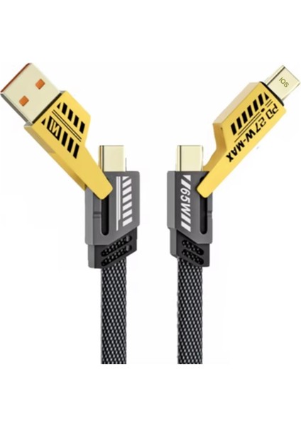 4’ü 1 Arada 65W Hızlı Şarj Kablosu – USB ve Type-C Girişli, Örgülü Dayanıklı fiyatları