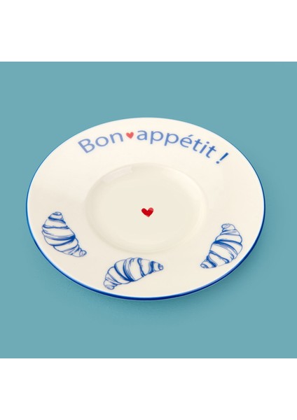 Kitchen Kruvasan Porselen Çay Tabağı - Renkli - 13 cm