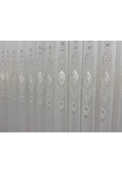 Nivemeshome Elisya 3812 Gümüş Işıltılı 1/3 Pileli Bambu Tül Perde modelleri