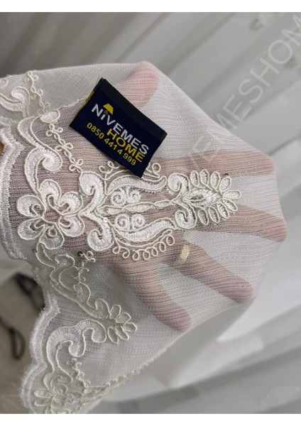 Nivemeshome Elisya 3812 Gümüş Işıltılı 1/3 Pileli Bambu Tül Perde fırsatları