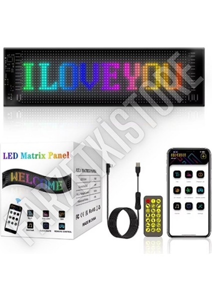 LED Panel Cama Yapışan Telefon Kontrollü LED Ekran Panel Büyük Boy 11*37 cm