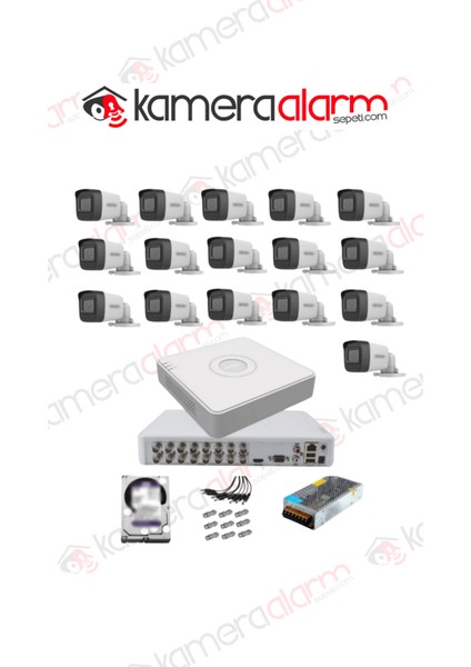 Haıkon 16 Kameralı Güvenlik Kamera Hazır Set 2 Tb HDD 7/24 -2tb Kayıt Kapasiteli Sistem