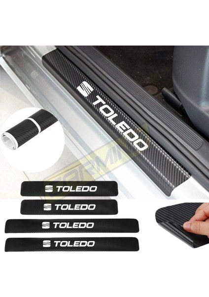 Seat Toledo Karbon Kapı Eşiği Oto Sticker 4 Adet