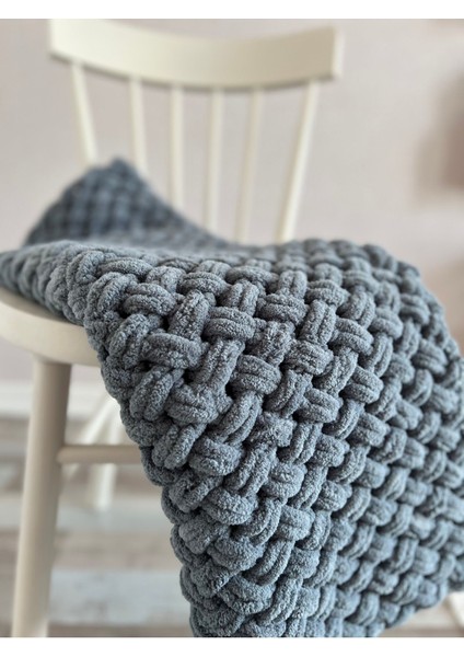 Handmade Koyu Gri Puffy Bebek Battaniyesi 90X90 cm modelleri