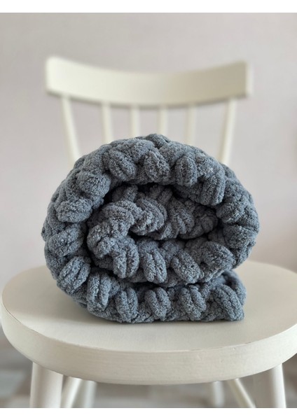 Handmade Koyu Gri Puffy Bebek Battaniyesi 90X90 cm fırsatları