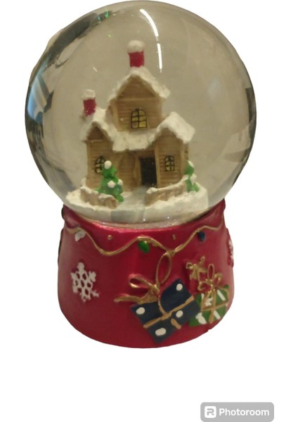 Müzikli Yılbaşı Kar Küresi-Kırmızı