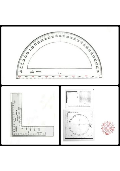 Profesyonel Minkale Harita Ölçüm Cetvel Seti Askeri Minkale Seti