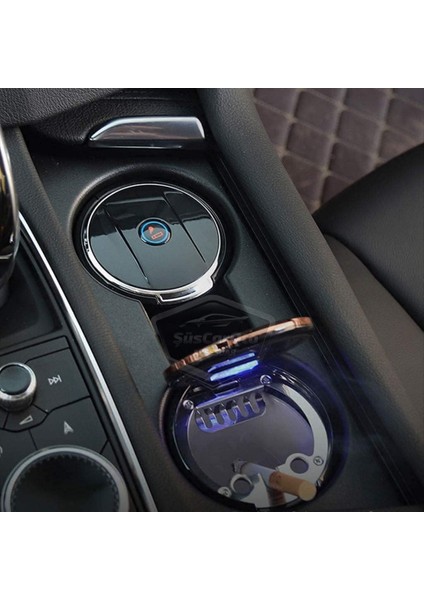 Üniversal Porselen Yanmaz Koku Geçirmez Işıklı Lüx Oto Küllük Dumansız Kapaklı Spor Araç Içi Küllük Araba Küllüğü Gümüş ONK06