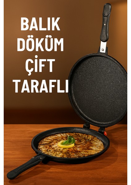 TAŞHAN Granit Döküm Tava Çift Taraflı Balık Tavası Döküm 28 cm modelleri