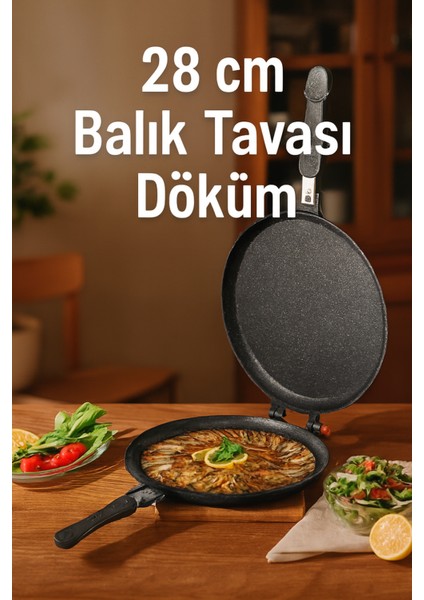 TAŞHAN Granit Döküm Tava Çift Taraflı Balık Tavası Döküm 28 cm indirimleri