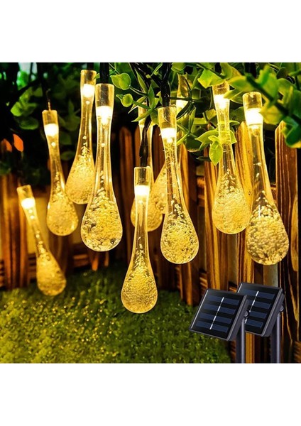 Solar 5 Metre 20 LED Günışığı Damlacık Işıkları, Güneş Enerjili LED Işıklar Dış Mekan