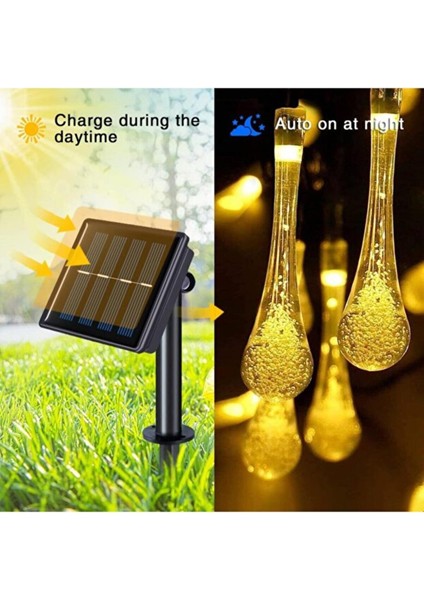 Solar 5 Metre 20 LED Günışığı Damlacık Işıkları, Güneş Enerjili LED Işıklar Dış Mekan modelleri