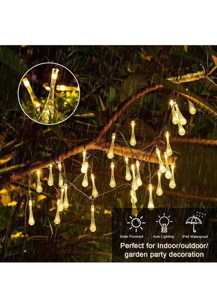 Solar 5 Metre 20 LED Günışığı Damlacık Işıkları, Güneş Enerjili LED Işıklar Dış Mekan fırsatları