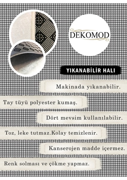 Dört Mevsim Kaymaz Yıkanabilir Koridor Halısı Gri