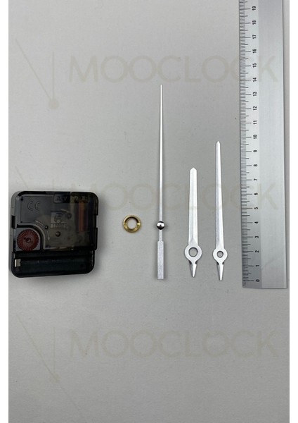 Sessiz Duvar Saati Mekanizması, 14 mm Şaft, Akrep-Yelkovan-Saniye, Askısız, Metalik