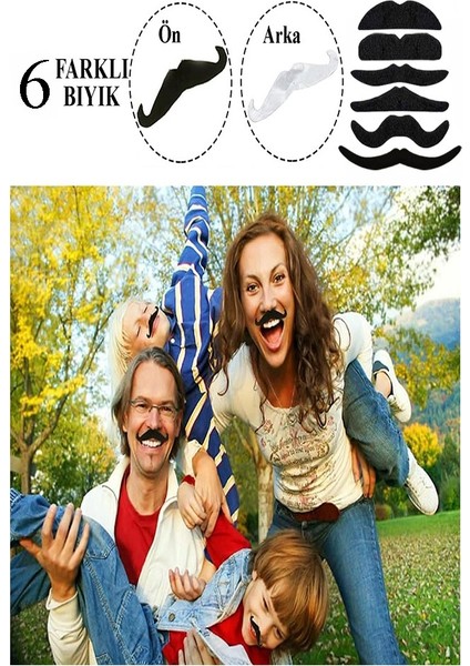 Takma Bıyık 6 Lı 1 Paket Yapışkanlı Takma Bıyık Etkinlik Tiyatro Parti Eğlence Kendinden Bantlı modelleri