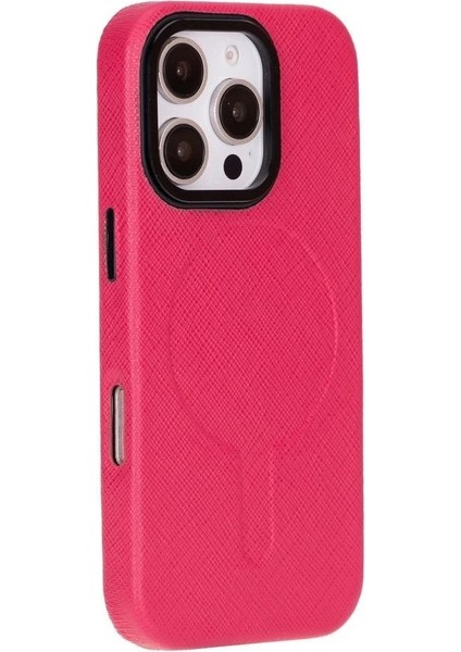 Apple iPhone 16 Pro Max Uyumlu, Hakiki Deri, El Yapımı Kılıf, Pembe indirimleri