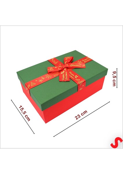 Yeşil Kapaklı Fiyonklu Kırmızı Kutu 23 cm - Büyük Boy fiyatları