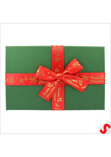 Yeşil Kapaklı Fiyonklu Kırmızı Kutu 23 cm - Büyük Boy modelleri