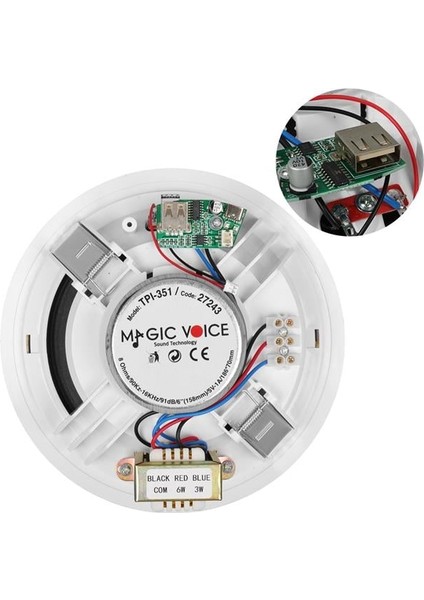 Magicvoice TPI-351 6" (16 Cm) Hat Trafolu Alçıpan/asma Tavan Tipi Hoparlör (6W Rms - Mp3 USB Uyumlu) - Beyaz fiyatları