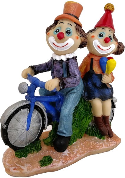 Lüks Işlemeli Polyester Bisiklet Üzerinde Palyaço Çift Biblo Dekoratif Ürün Yeni Yıl Hediyesi 15 Cm. fiyatları
