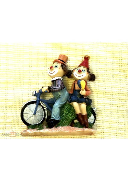 Lüks Işlemeli Polyester Bisiklet Üzerinde Palyaço Çift Biblo Dekoratif Ürün Yeni Yıl Hediyesi 15 Cm. modelleri
