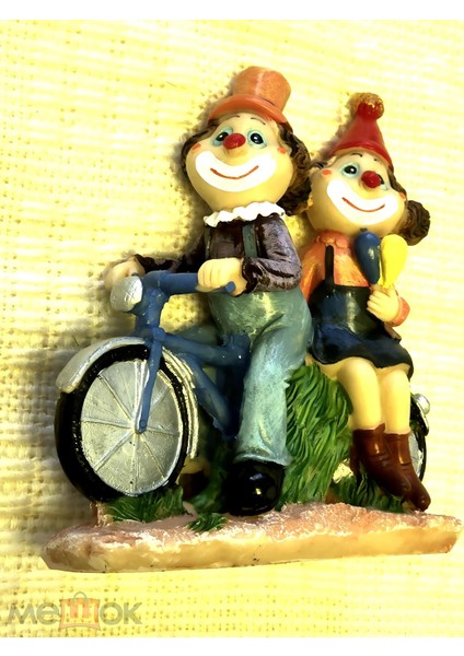 Lüks Işlemeli Polyester Bisiklet Üzerinde Palyaço Çift Biblo Dekoratif Ürün Yeni Yıl Hediyesi 15 Cm. fırsatları