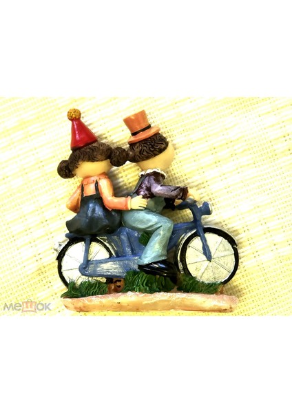 Lüks Işlemeli Polyester Bisiklet Üzerinde Palyaço Çift Biblo Dekoratif Ürün Yeni Yıl Hediyesi 15 Cm. indirimleri