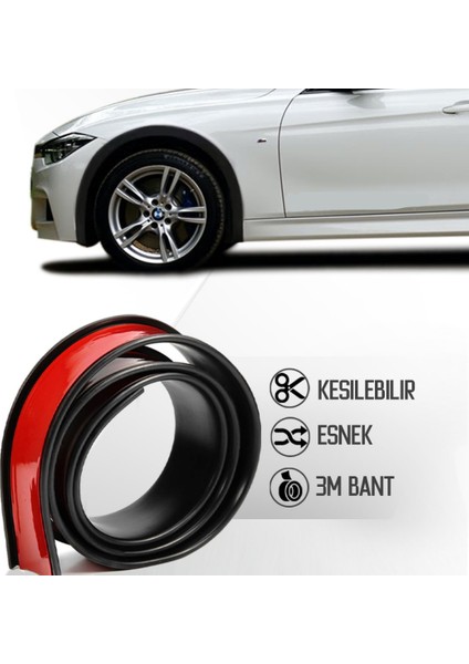 Üniversal Elastik Çamurluk Dodik Seti Poliüretan Çamurluk Kaplaması 45 mm x 6 Metre Montaj Setli Siyah