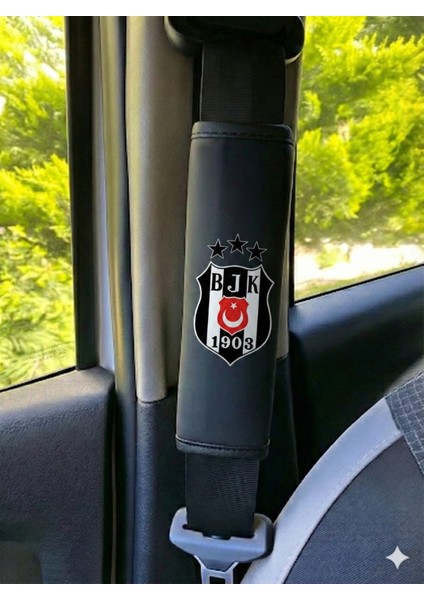 Beşiktaş Logolu Deri Oto Boyun Yastığı ve Emniyet Kemeri Kılıfı Seti(2'li) modelleri