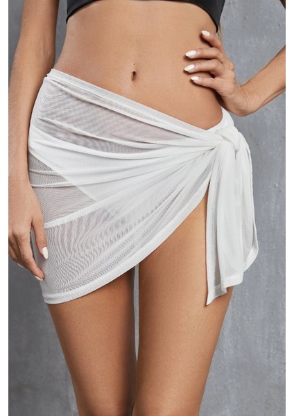 Kadın Beyaz Transparan Belden Bağlamalı Pareo fırsatları