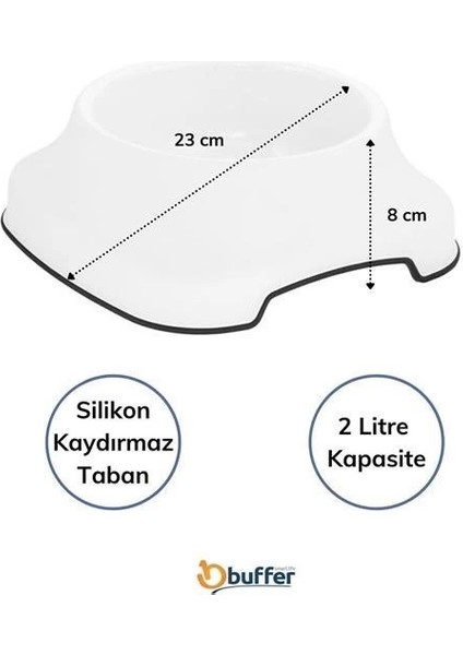 Silikon Kaydırmaz Taban Plastik Kedi ve Köpek Mama ve Su Kabı 2 L fırsatları