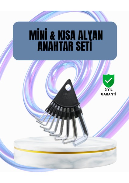 9 Parça Alyan Anahtar Seti Altıgen Uçlu Mobilya ve Tamir Için