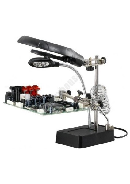 Masa Üstü Mandallı ,2.5X90MM, 7.5X34MM Mercekli ,adaptörlu Işıklı Büyüteç