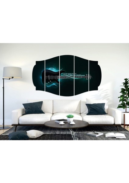 Yeşil Renkli Gitar Temalı Mdf Tablo, Şık ve Modern Dekorasyon Parçası