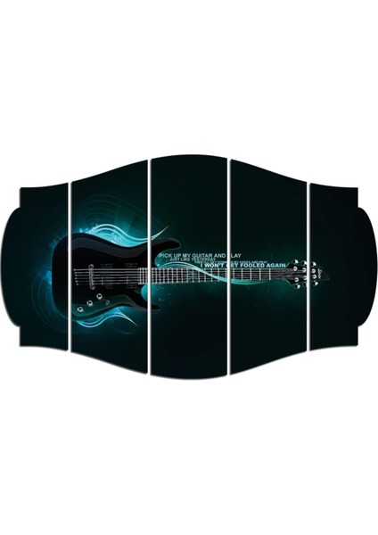 Yeşil Renkli Gitar Temalı Mdf Tablo, Şık ve Modern Dekorasyon Parçası fiyatları