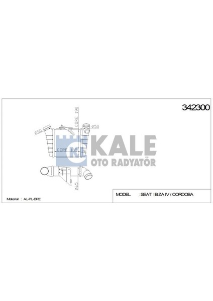 Turbo Radyatörü (Intercooler) Vw Polo Seat Ibıza Iv Cordoba (200X202X62) Al/pl/brz