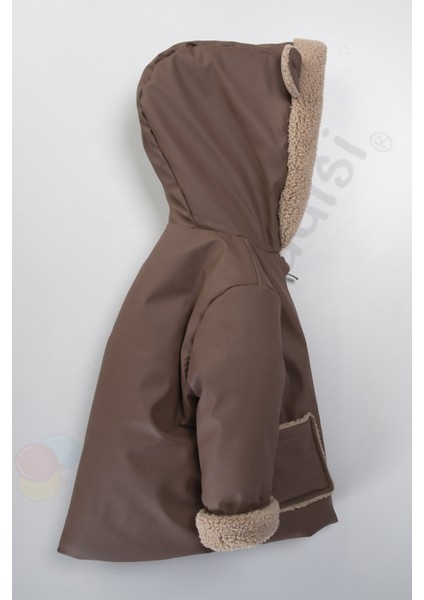 Ayılı Içi Peluş Kürklü Fermuarlı Cepli Kalın Kapüşonlu Kar Şişme Kışlık Erkek Bebek Mont Çocuk Kaban modelleri