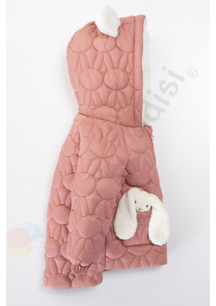 Yeni Tavşanlı Fermuarlı Içi Kürklü Peluş Cepli Kapüşonlu Şişme Kar Kışlık Kız Bebek Mont Çocuk Kaban modelleri