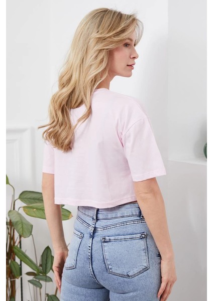 Baskılı Crop Tişört