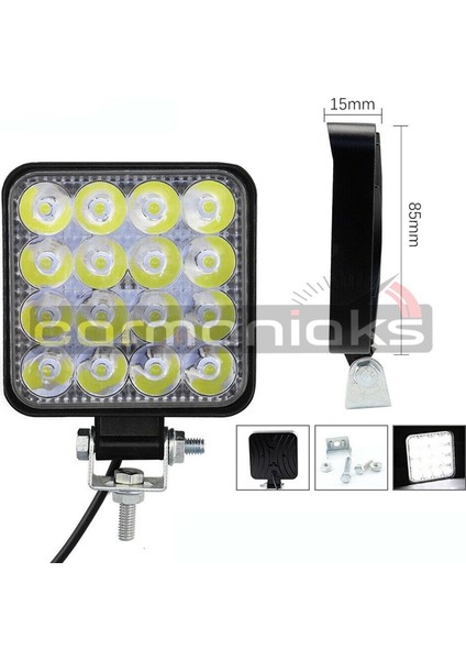 Cree Off Road Sis Farı - Lamba 16 LED Kare Çalışma Lambası 2 Adet fırsatları