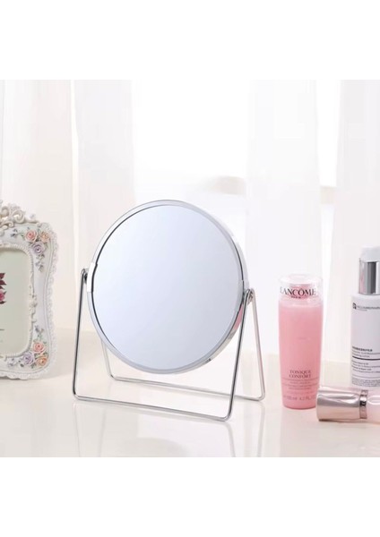 Gümüş Renk Ayarlanabilir Metal Ayaklı Masa Üstü Makyaj Aynası – 360° Döner, Şık Dekoratif Tasarım fiyatları